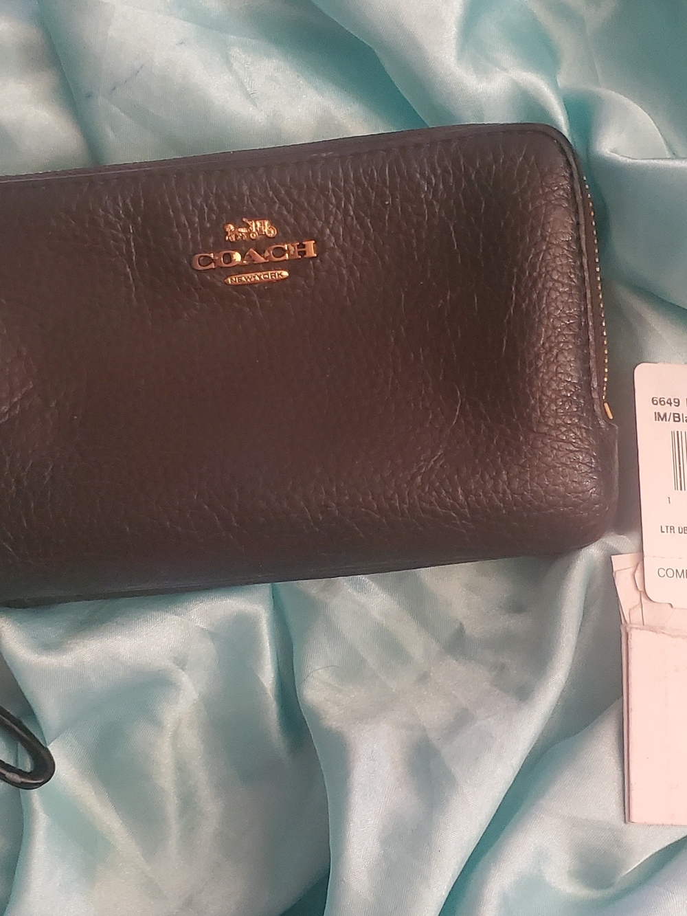 COACH Black Leather Zip Wallet/Wristlet